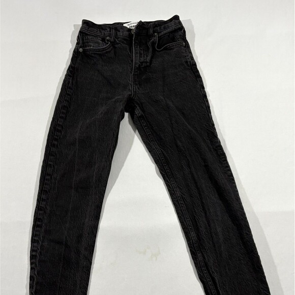REFORMATION Liza Ultra High Rise Jeans Womens Black Straight Leg Stretch Sz 25 - Picture 2 of 11